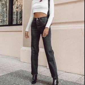 Levi’s Gray Ribcage Ankle Straight 30